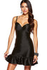 Load image into Gallery viewer, Spaghetti Straps Black Satin Short Tight Cocktail Dress with Ruffles