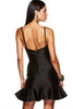 Load image into Gallery viewer, Spaghetti Straps Black Satin Short Tight Cocktail Dress with Ruffles