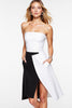 Load image into Gallery viewer, Black and White Strapless Patchwork Short Cocktail Dress with Slit