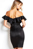 Load image into Gallery viewer, Black Off the Shoulder Short Satin Cocktail Dress with Ruffled