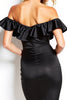Load image into Gallery viewer, Black Off the Shoulder Short Satin Cocktail Dress with Ruffled