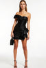 Load image into Gallery viewer, Black One Shoulder Bodycon Short Satin Cocktail Dress with Ruffles