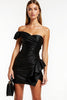 Load image into Gallery viewer, Black One Shoulder Bodycon Short Satin Cocktail Dress with Ruffles
