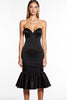 Load image into Gallery viewer, Sweetheart Black Tight Midi Satin Cocktail Dress with Ruffles