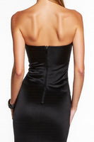 Load image into Gallery viewer, Sweetheart Black Tight Midi Satin Cocktail Dress with Ruffles