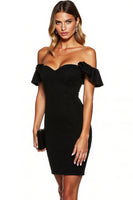 Load image into Gallery viewer, Black Short Off the Shoulder Ruffles Tight Cocktail Dress