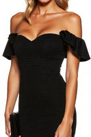 Load image into Gallery viewer, Black Short Off the Shoulder Ruffles Tight Cocktail Dress