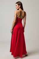Load image into Gallery viewer, A Line Strapless Red Satin Long Formal Dress