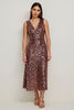 Load image into Gallery viewer, Sparkly V-Neck Coffee Sequin Long Holiday Party Dress