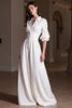 Load image into Gallery viewer, A Line White Maxi Work Dress with Sleeves