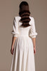 Load image into Gallery viewer, A Line White Maxi Work Dress with Sleeves