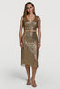 Load image into Gallery viewer, Sparkly Golden V-Neck Midi Sequin Cocktail Dress with Belt