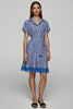 Load image into Gallery viewer, Blue A Line Striped Short Sleeves Shirt Dress with Sash