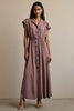 Load image into Gallery viewer, A Line Grey Purple Notched Lapel Maxi Work Dress with Sleeves