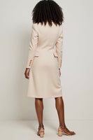 Load image into Gallery viewer, Notched Lapel Apricot Midi Pencil Blazer Dress with Sleeves