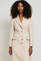 Load image into Gallery viewer, Notched Lapel Apricot Midi Pencil Blazer Dress with Sleeves