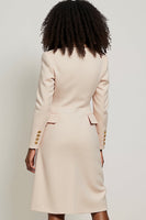 Load image into Gallery viewer, Notched Lapel Apricot Midi Pencil Blazer Dress with Sleeves