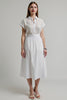 Load image into Gallery viewer, A Line White 2 Piece Midi Work Blouse and Skirt with Sleeves