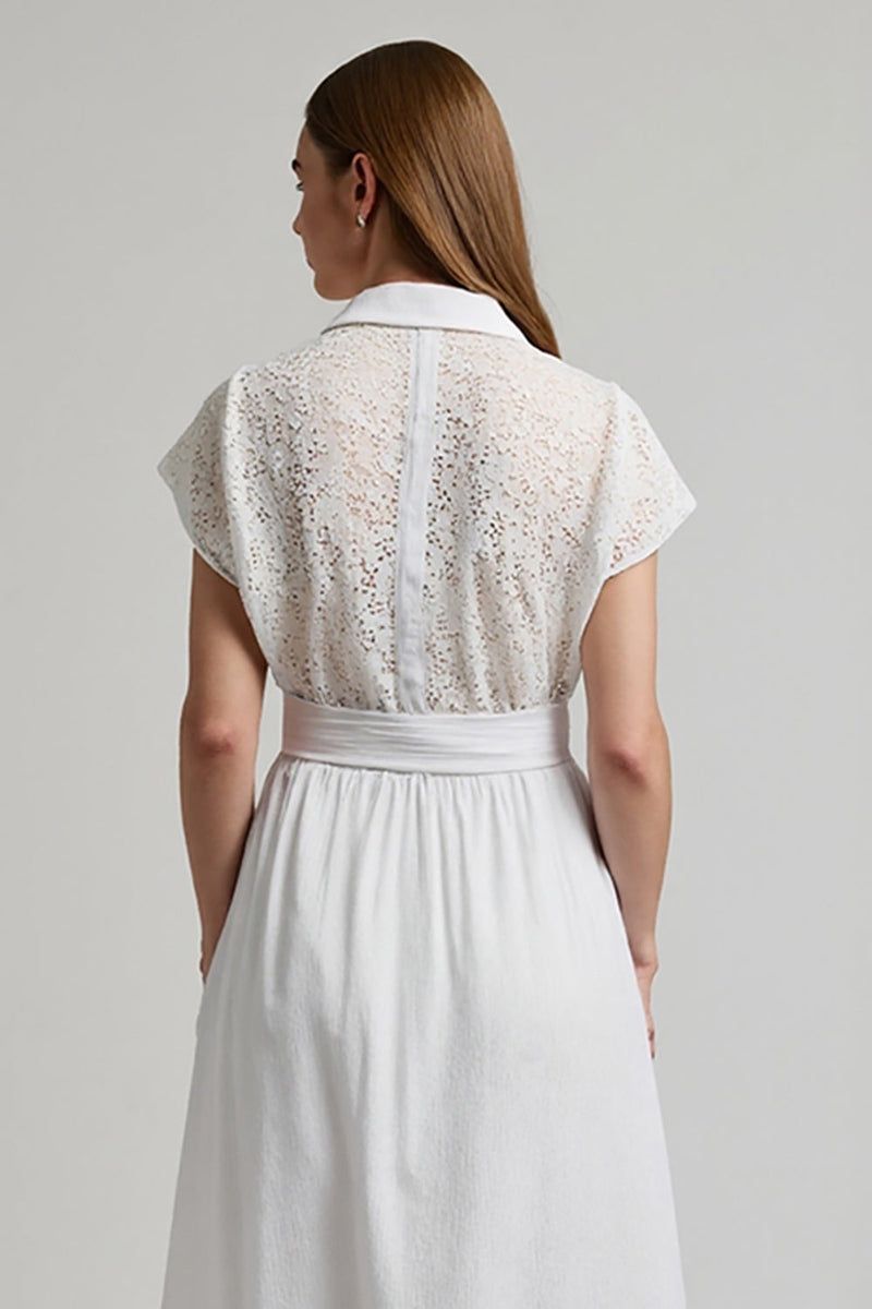 Load image into Gallery viewer, A Line White 2 Piece Midi Work Blouse and Skirt with Sleeves