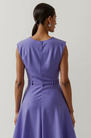 Load image into Gallery viewer, A Line Purple Floral Maxi Satin Work Dress with Belt