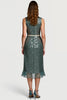 Load image into Gallery viewer, Sparkly Notched Lapel Grey Green Midi Sequin Holiday Party Dress