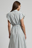 Load image into Gallery viewer, Light Blue Cap Sleeves Striped Midi Work Dress with Sash