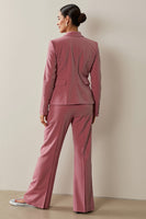 Load image into Gallery viewer, Grey Pink Notched Lapel 2 Piece Floral Velvet Business Suits with Pockets