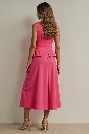Fuchsia Single Breasted Pencil Maxi Blazer Dress