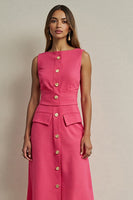 Load image into Gallery viewer, Fuchsia Single Breasted Pencil Maxi Blazer Dress