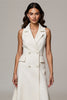 Load image into Gallery viewer, A Line Ivory Notched Lapel Double Breasted Midi Blazer Dress