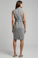 Load image into Gallery viewer, Grey Notched Lapel Pencil Short Blazer Dress with Belt