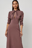 Load image into Gallery viewer, Long Sleeves Grey Purple Pencil Maxi Work Dress with Sash