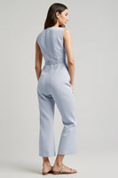 Load image into Gallery viewer, Blue Single Breasted Denim Work Jumpsuits with Pockets