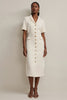 Load image into Gallery viewer, Notched Lapel Ivory Pencil Midi Blazer Dress