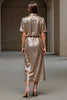 Load image into Gallery viewer, Sparkly 2 Piece Champagne Sequin Long Holiday Party Dress