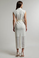 Load image into Gallery viewer, Sheath Ivory Maxi Shirt Dress with Sash