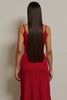 Load image into Gallery viewer, A Line Red Spaghetti Straps Ruched Long Semi Formal Dress
