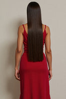 Load image into Gallery viewer, A Line Red Spaghetti Straps Ruched Long Semi Formal Dress
