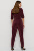 Load image into Gallery viewer, Burgundy Ruched Velvet Fitted Work Jumpsuits with Sash