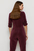 Load image into Gallery viewer, Burgundy Ruched Velvet Fitted Work Jumpsuits with Sash