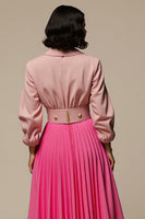 Load image into Gallery viewer, 2 Piece Fuchsia Notched Lapel A Line Blouses and Skirt with Pockets