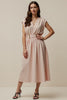 Load image into Gallery viewer, A Line V-Neck Blush Maxi Work Dress with Belt