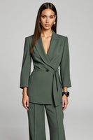 Load image into Gallery viewer, Peak Lapel 2 Piece Dark Green Business Suits with Sash