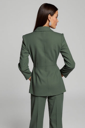 Peak Lapel 2 Piece Dark Green Business Suits with Sash