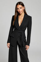 Load image into Gallery viewer, Peak Lapel 2 Piece Black Sleeves Business Suits with Sash