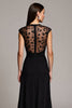 Load image into Gallery viewer, Black Illusion Cap Sleeves Neck Maxi Work Dress with Lace