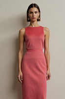 Load image into Gallery viewer, Elegant Red Round Neck Pencil Midi Work Dress
