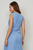 Load image into Gallery viewer, Blue A Line Single Breasted Midi Work Dress with Pockets