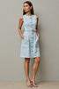 Load image into Gallery viewer, Light Blue Bodycon Single Breasted A Line Short Work Dress with Belt