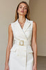 Load image into Gallery viewer, White Peak Lapel Pencil Short Blazer Dress with Belt